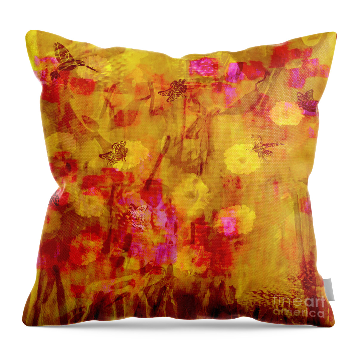 A-fine-art Throw Pillow featuring the painting In The Garden Of Shalom 10 by Catalina Walker