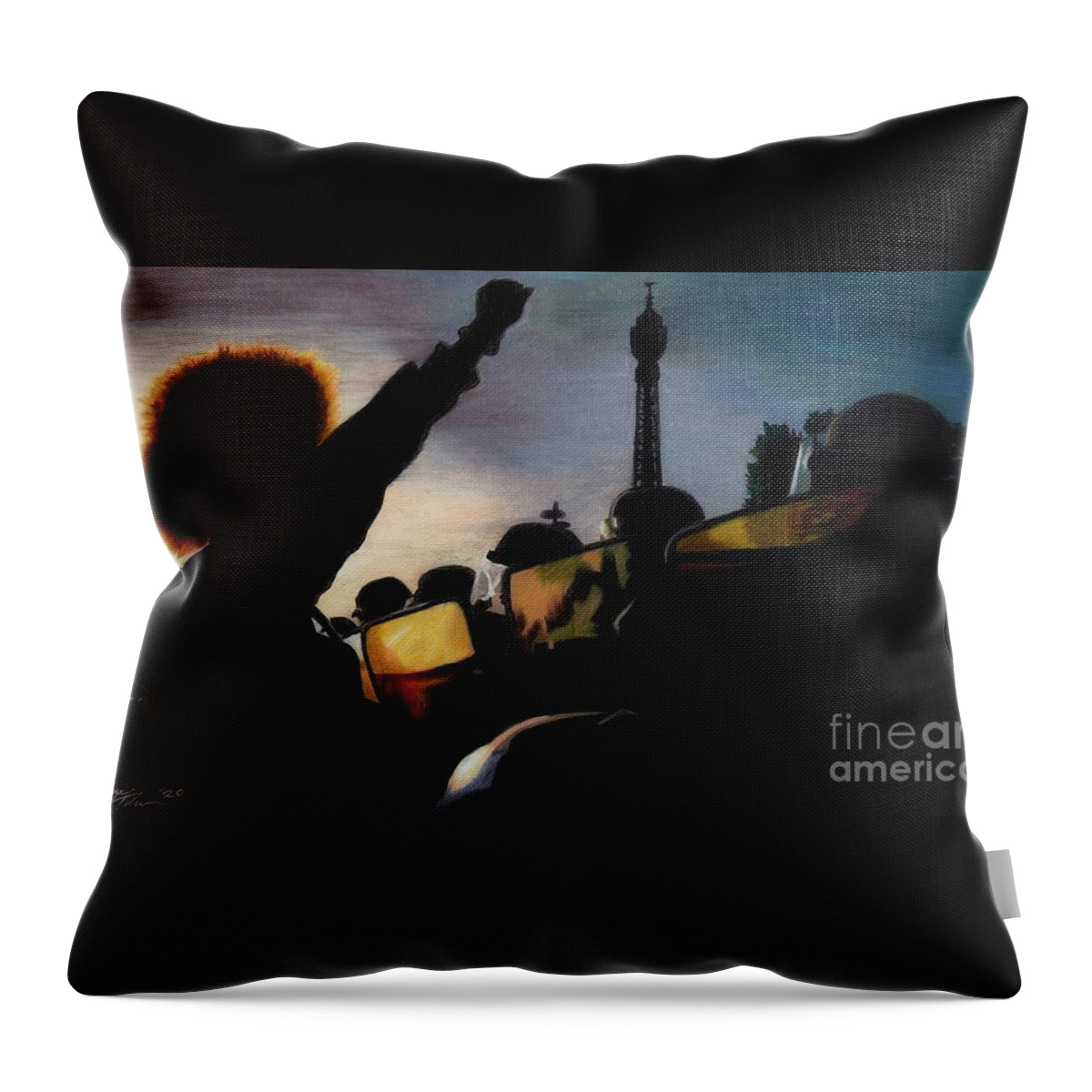 Blm Throw Pillow featuring the drawing In the Shadow of the Tower by Philippe Thomas