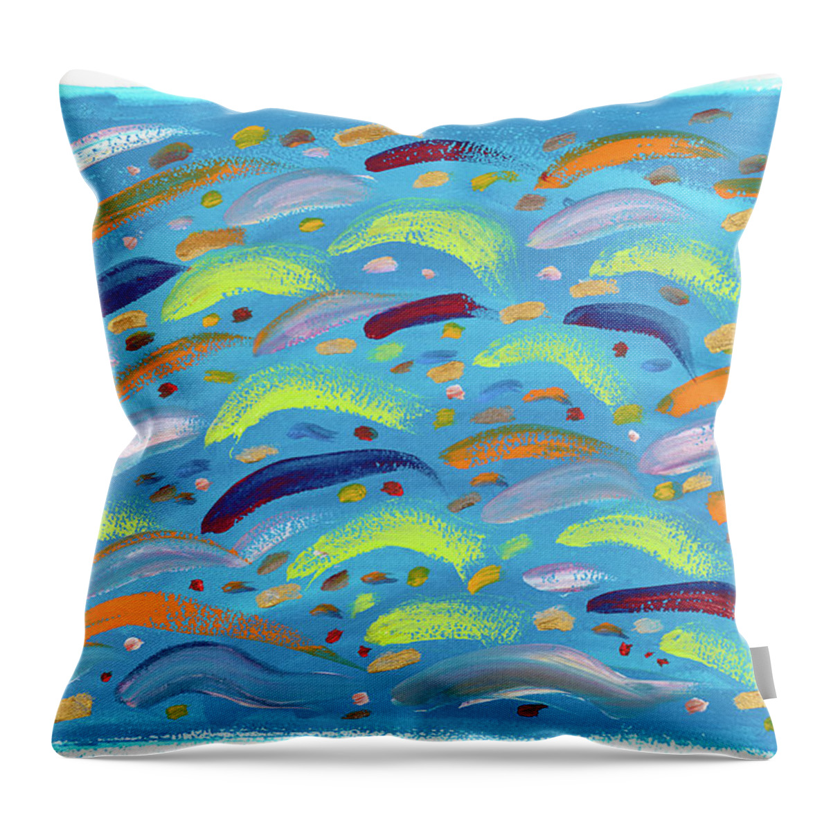Fish Throw Pillow featuring the painting In The Swim by Bjorn Sjogren