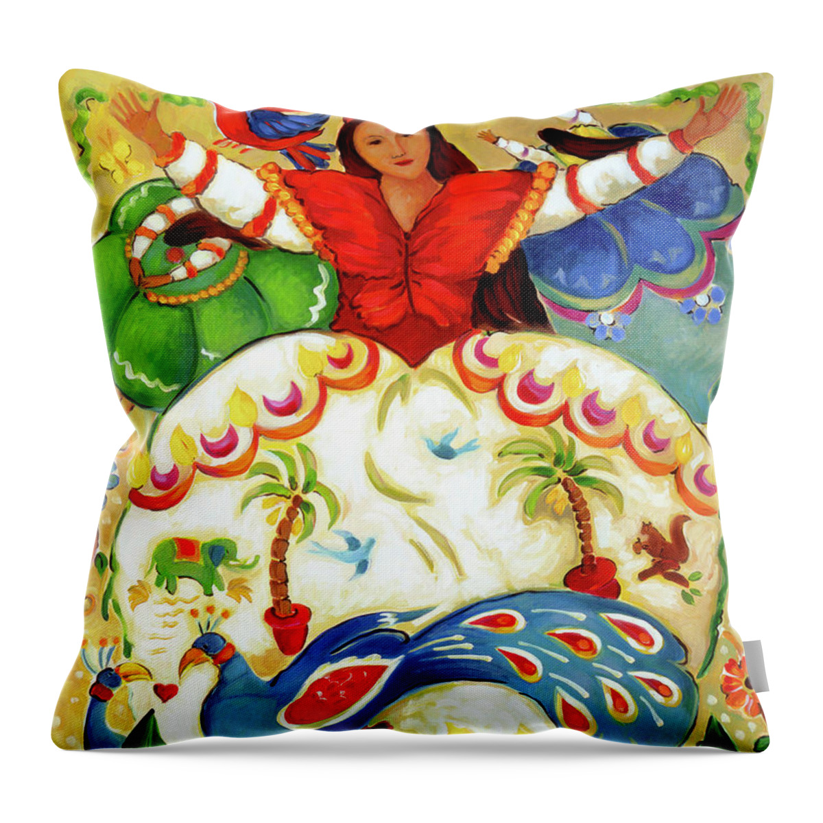Woman Throw Pillow featuring the painting Indian Butterfly by Linda Carter Holman