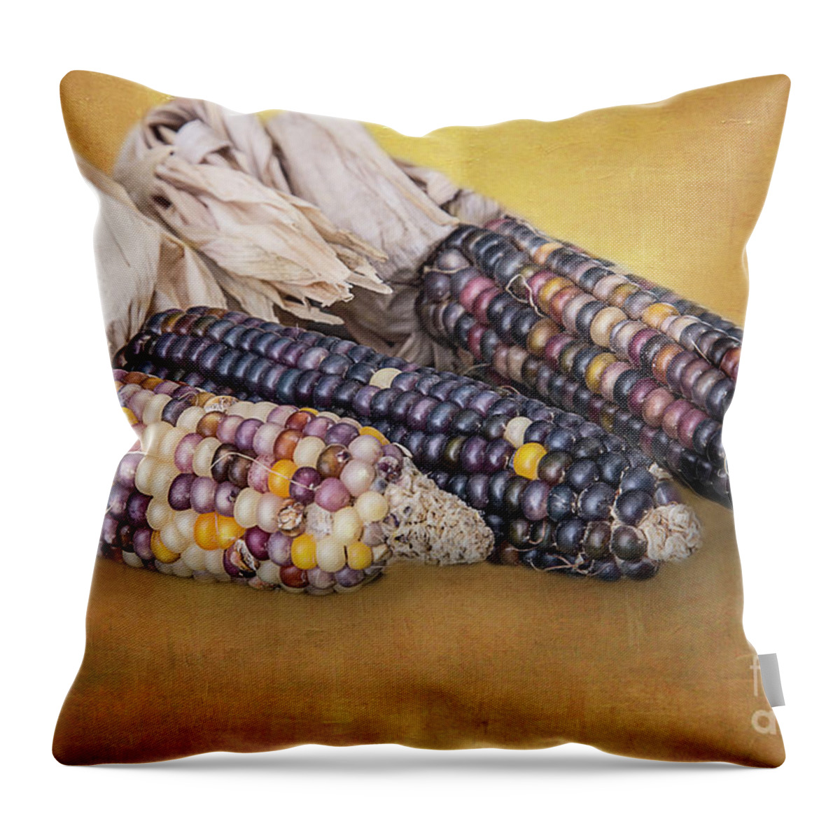 Indian Corn Throw Pillow featuring the photograph Indian Corn by Elisabeth Lucas