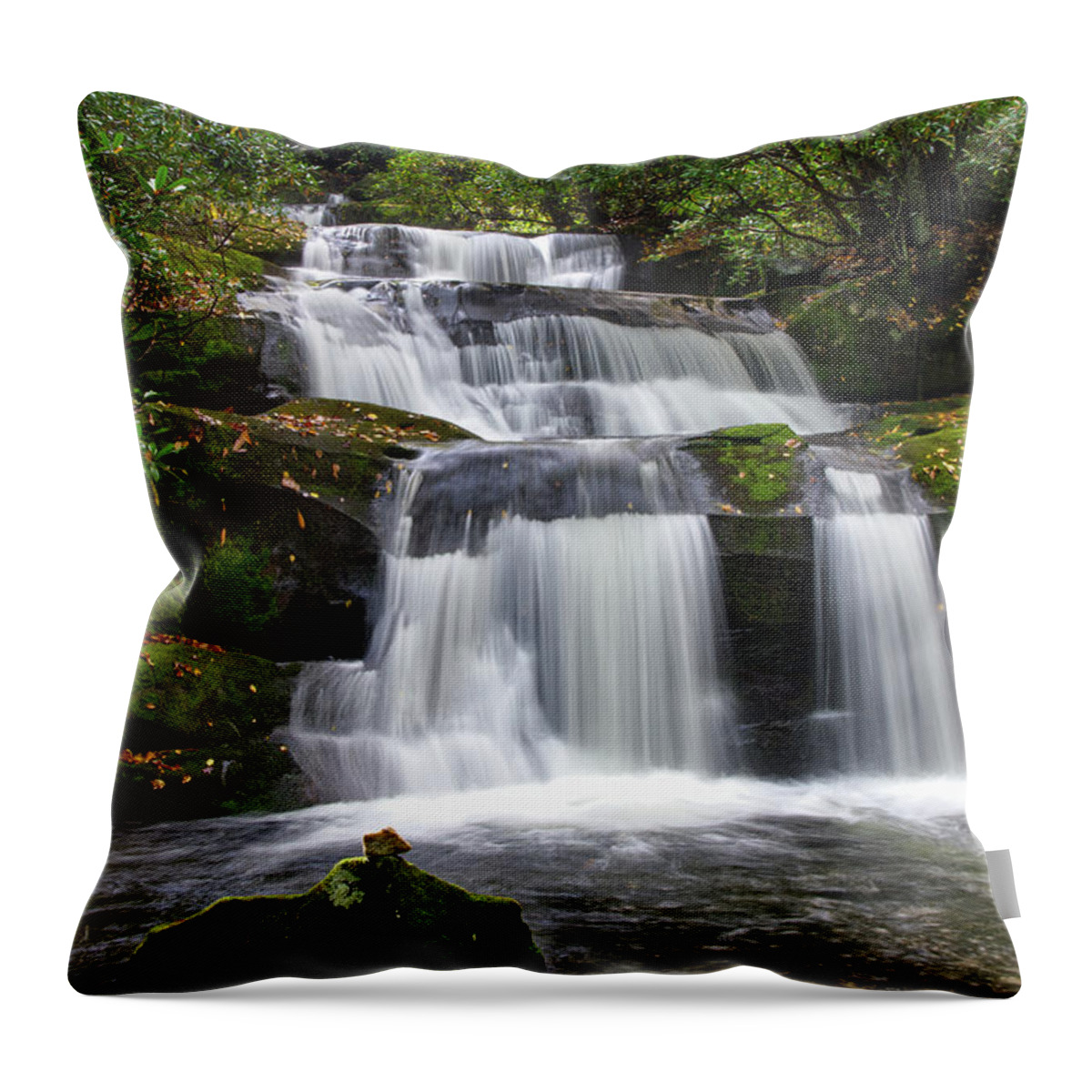 Indian Flats Falls Throw Pillow featuring the photograph Indian Flats Falls 4 by Phil Perkins