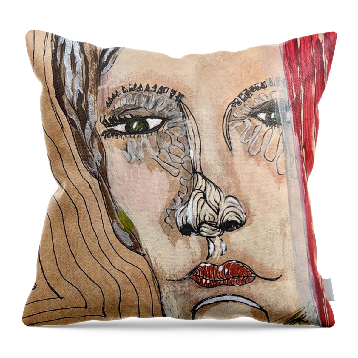  Throw Pillow featuring the painting Indiscretion by Theresa Marie Johnson