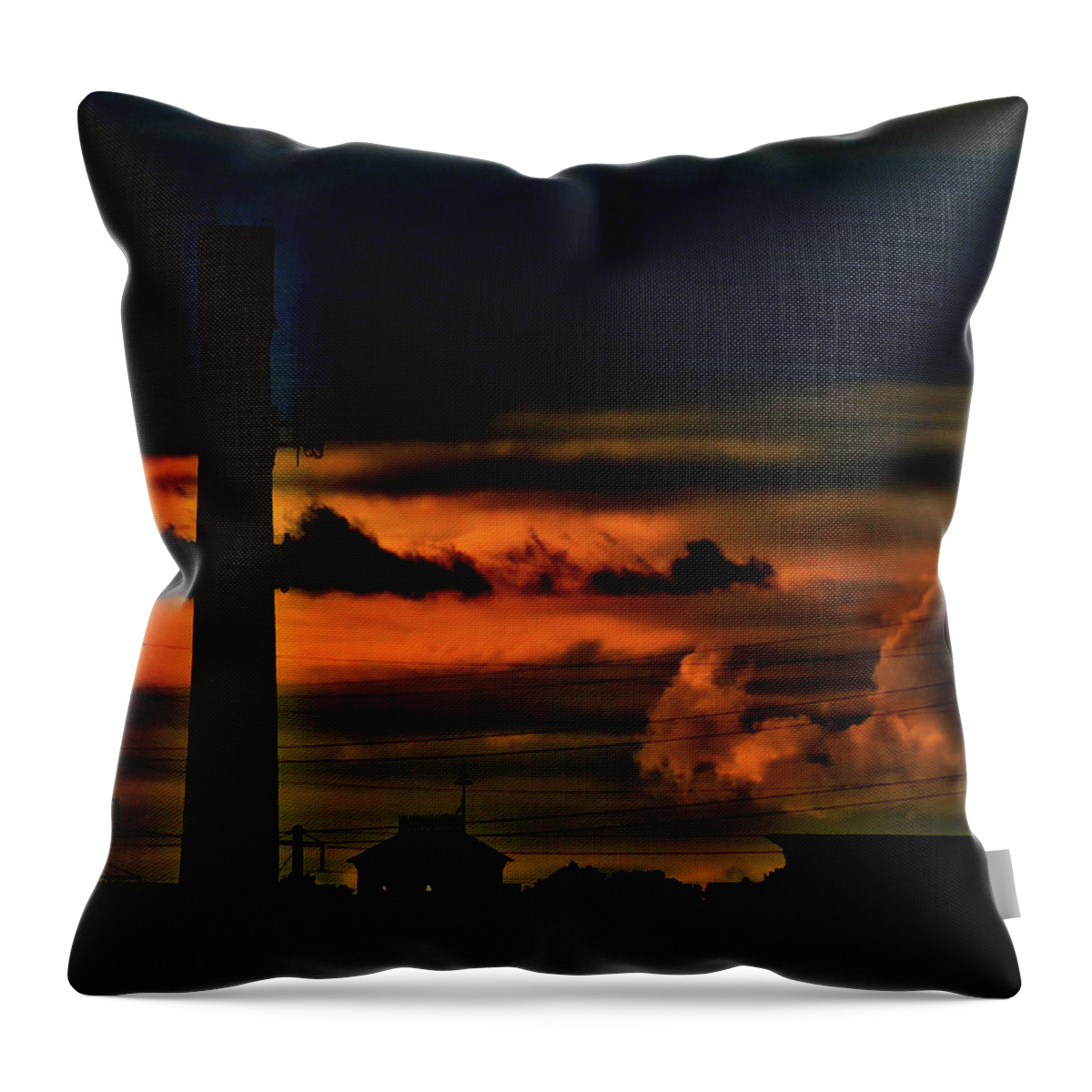 Industrial Throw Pillow featuring the photograph Industrial Landscape at Sundown by Linda Stern