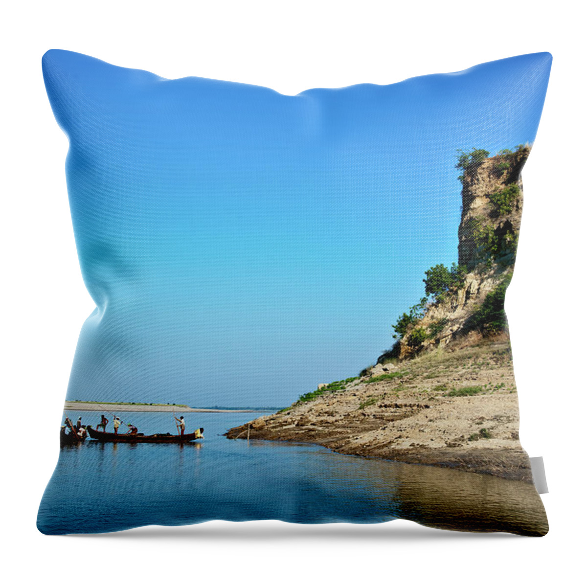 Birman Throw Pillow featuring the photograph Inle lake Fishermen, Myanmar by Lie Yim