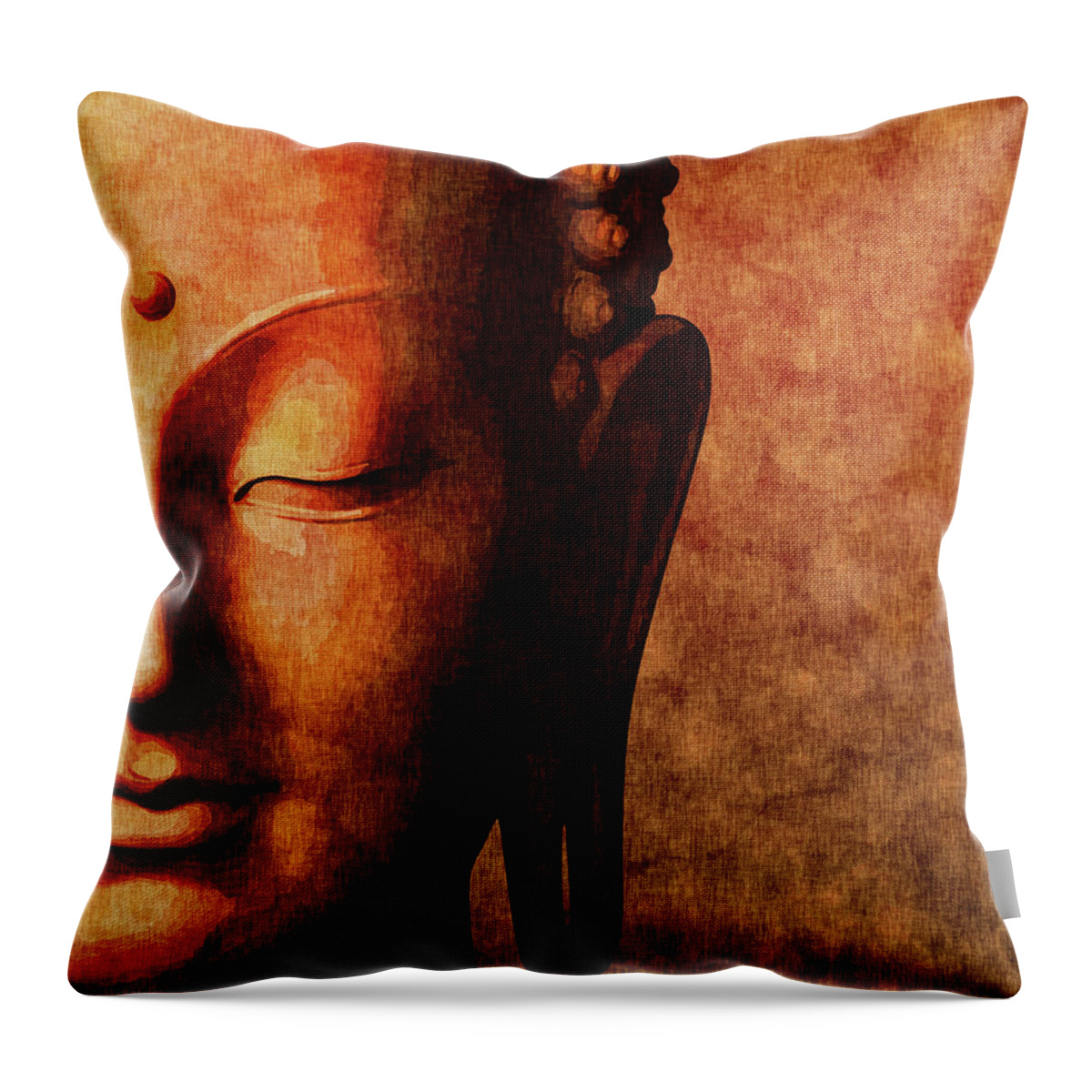 Buddha Throw Pillow featuring the mixed media Inner Peace 02 - Buddha by Studio Grafiikka
