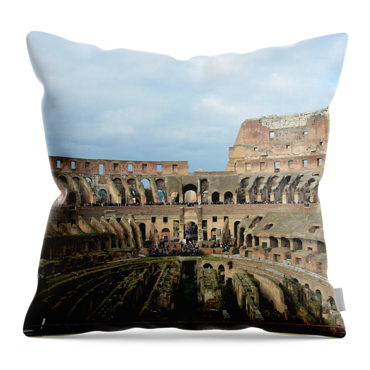 Colesseum Throw Pillow featuring the photograph Inside the Colosseum by Regina Muscarella