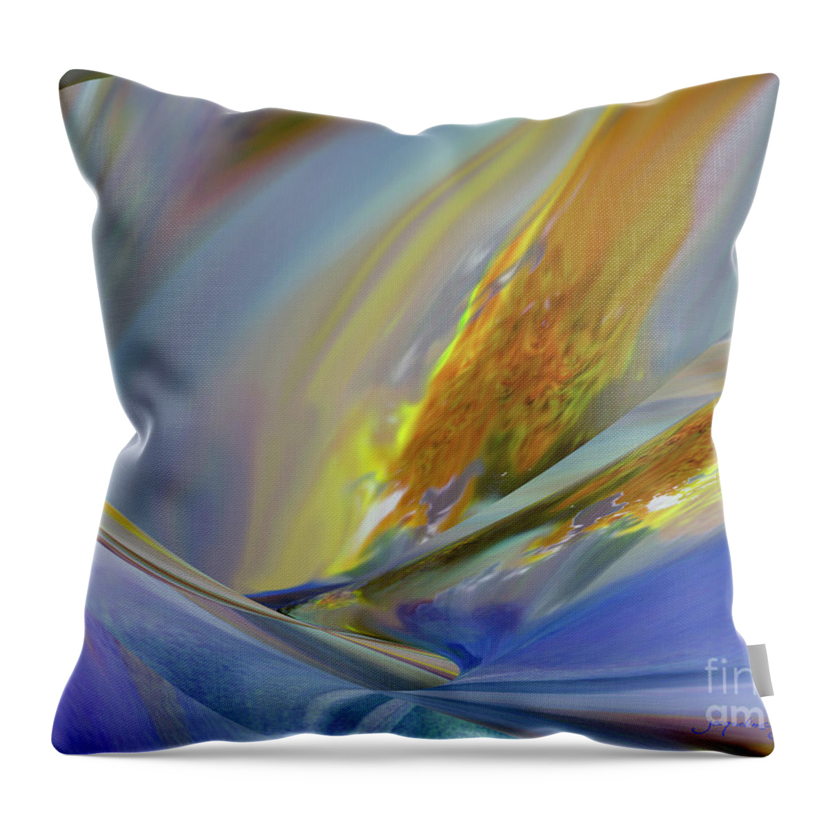 Nlue Throw Pillow featuring the mixed media Inspiration by Jacqueline Shuler