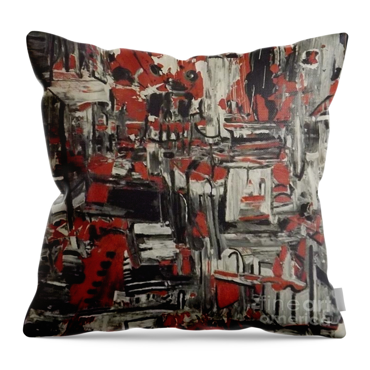 Abstract Acrylic Throw Pillow featuring the painting Intensity by Denise Morgan