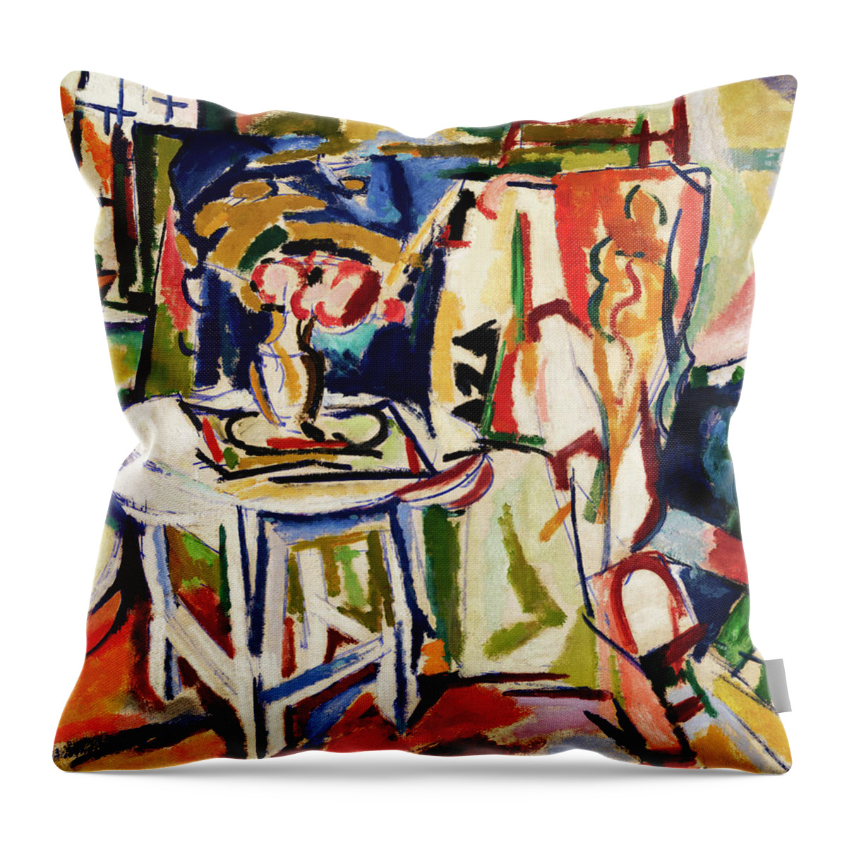 Museum Throw Pillow featuring the painting Interior by Henry Lyman Sayen