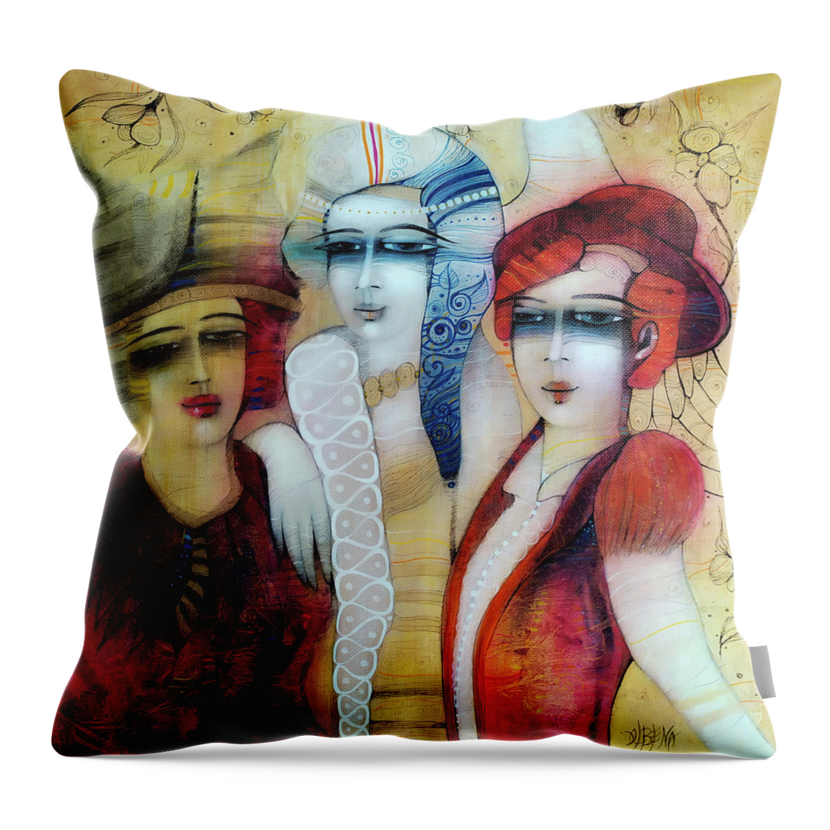 Albena Throw Pillow featuring the painting Interlude by Albena Vatcheva
