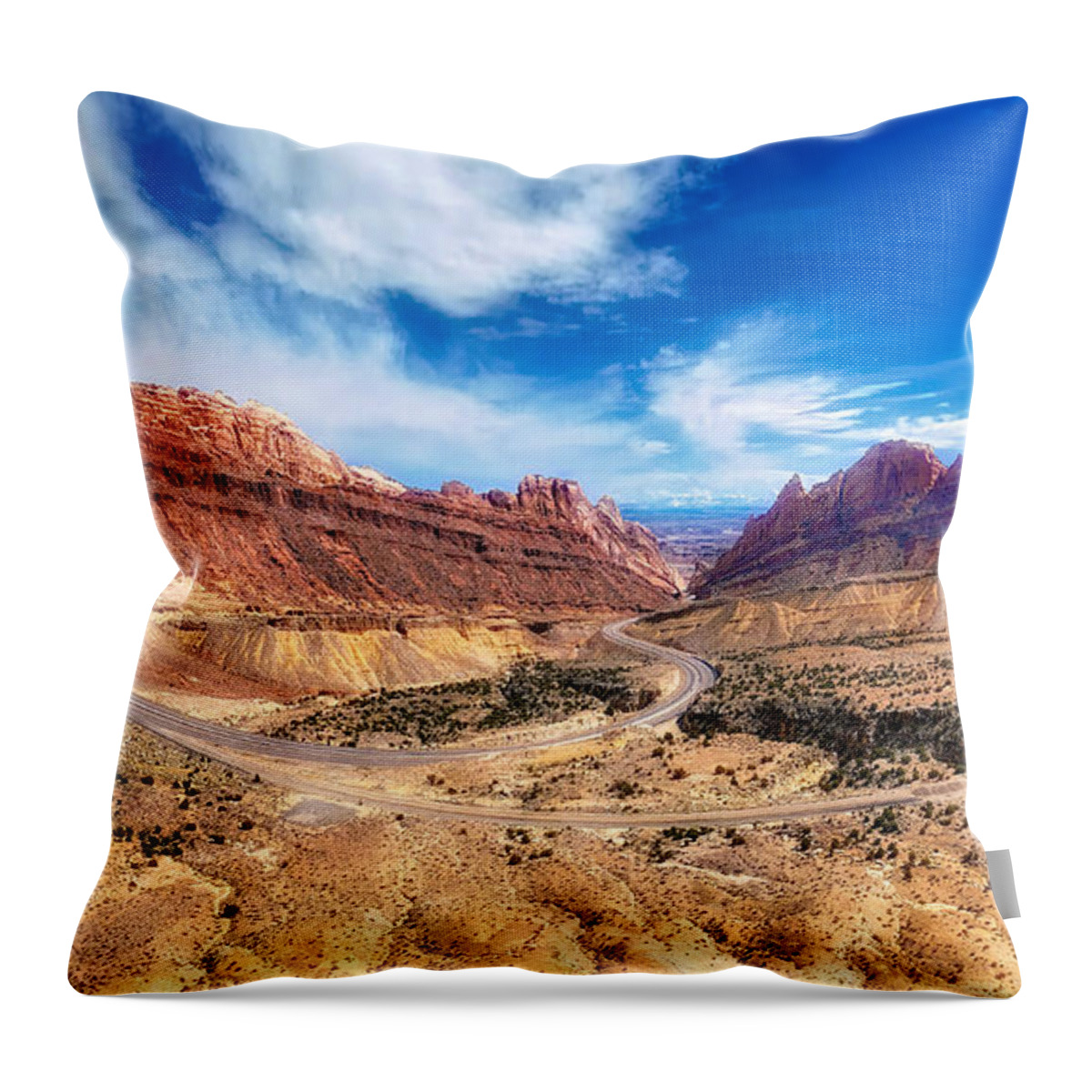 Photograph Throw Pillow featuring the photograph Interstate 70 Through Utah Canyon by John A Rodriguez