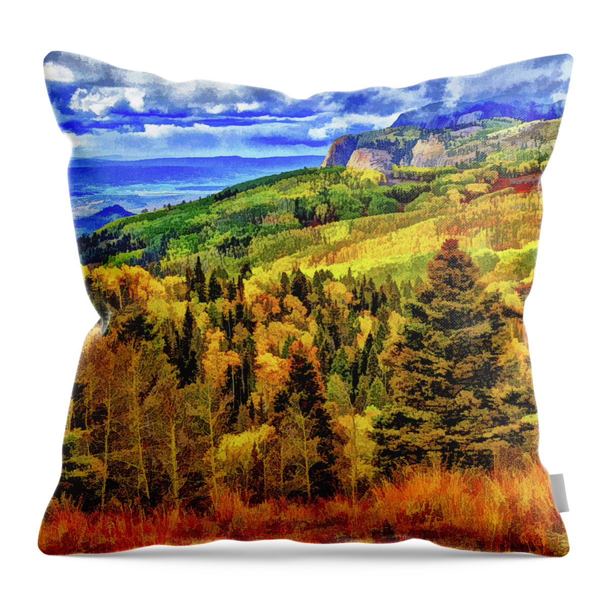 Foliage Throw Pillow featuring the photograph Into the Clouds-Digital Art by Steve Templeton