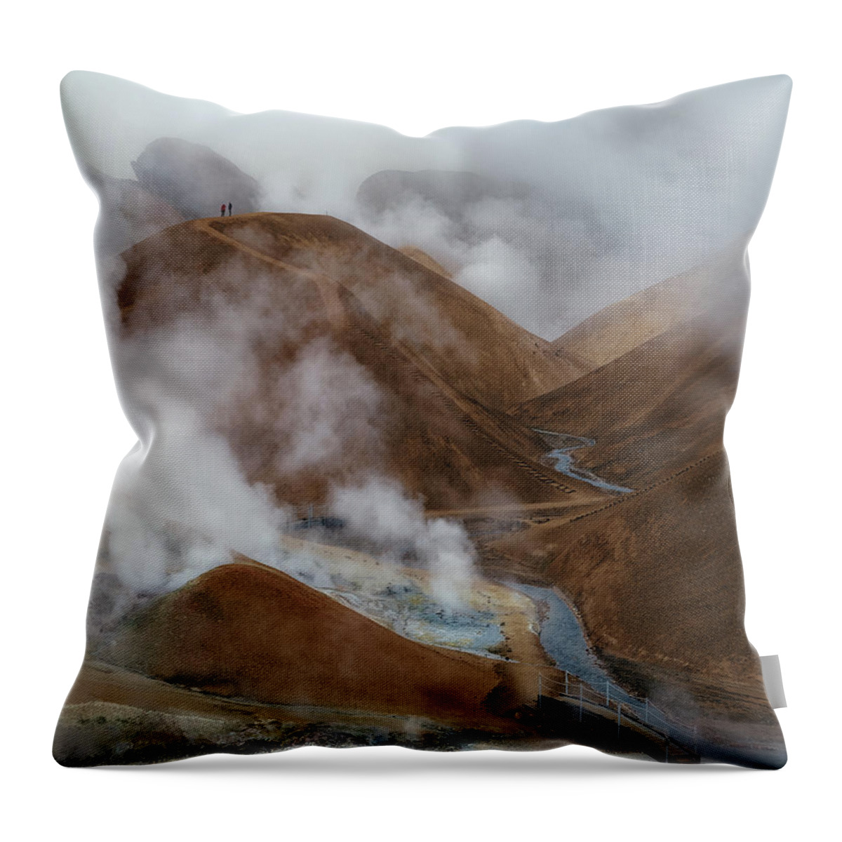 Geothermal Throw Pillow featuring the photograph Into the mist by Tor-Ivar Naess