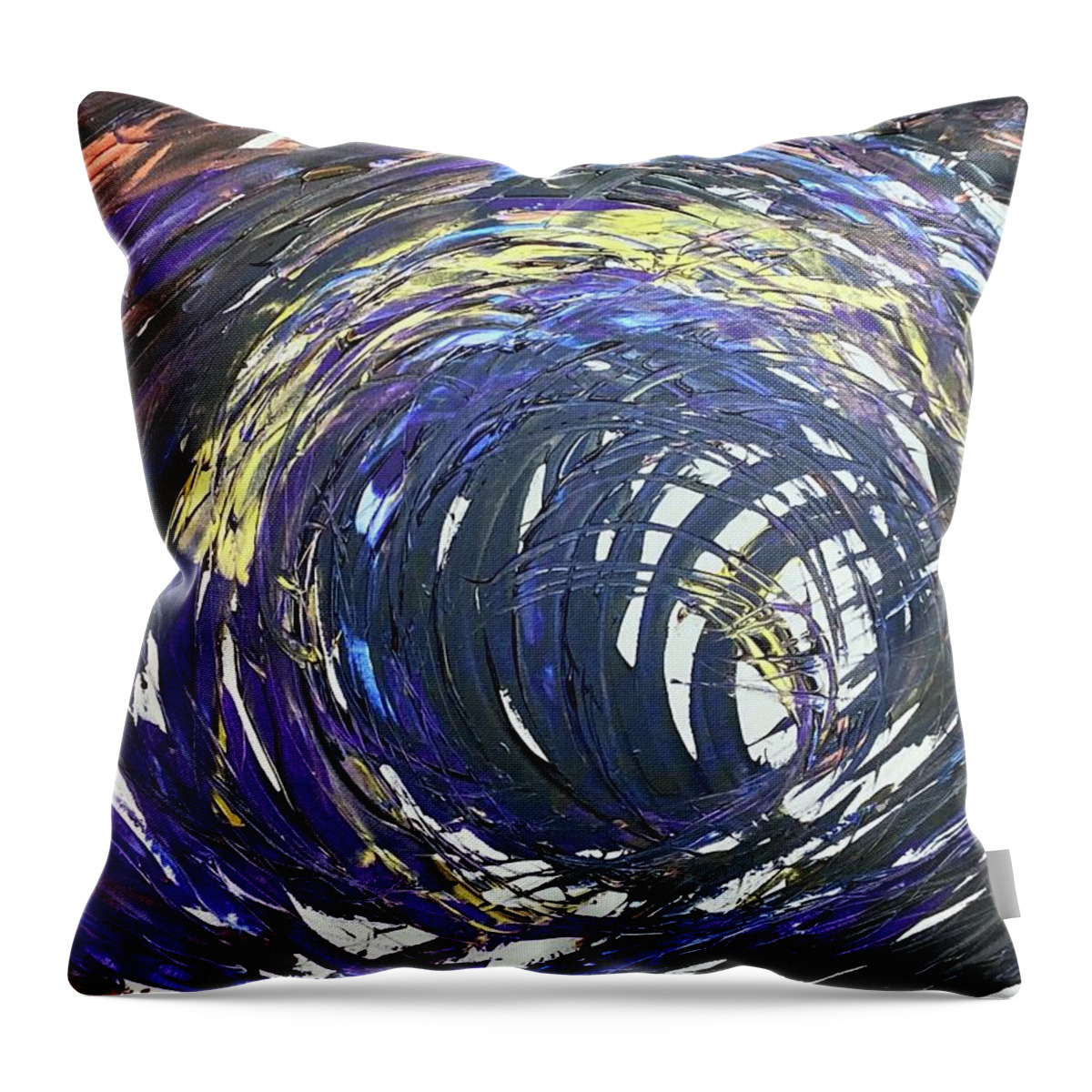 Abstract Throw Pillow featuring the painting Into The Void Questing For Vision Flow Codes by Anjel B Hartwell