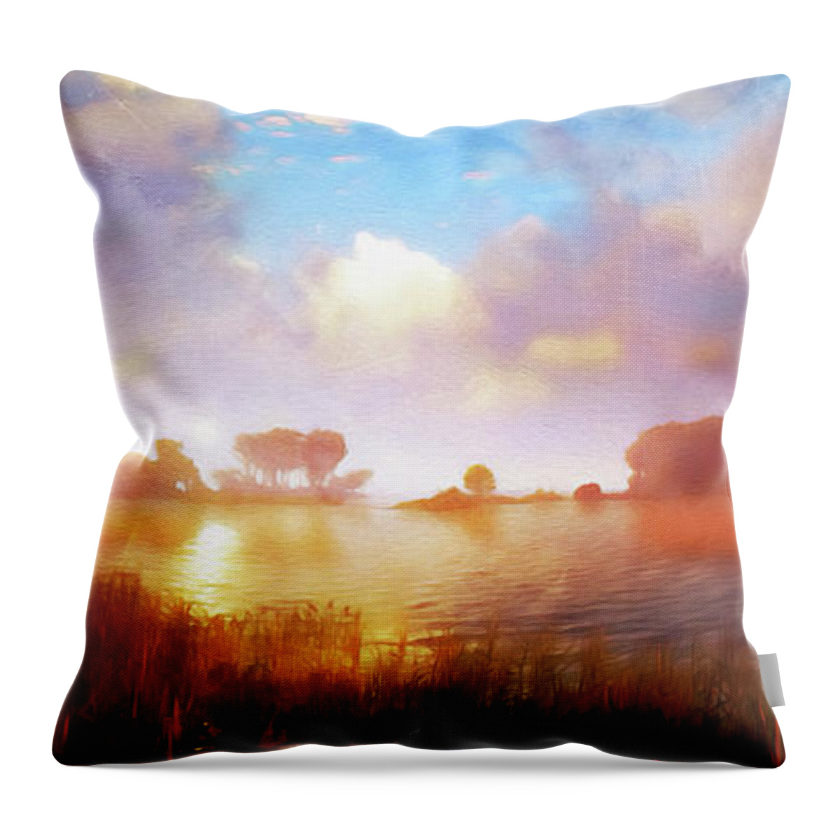 Magical Valley Throw Pillow featuring the painting Into the Wild - 37 by AM FineArtPrints