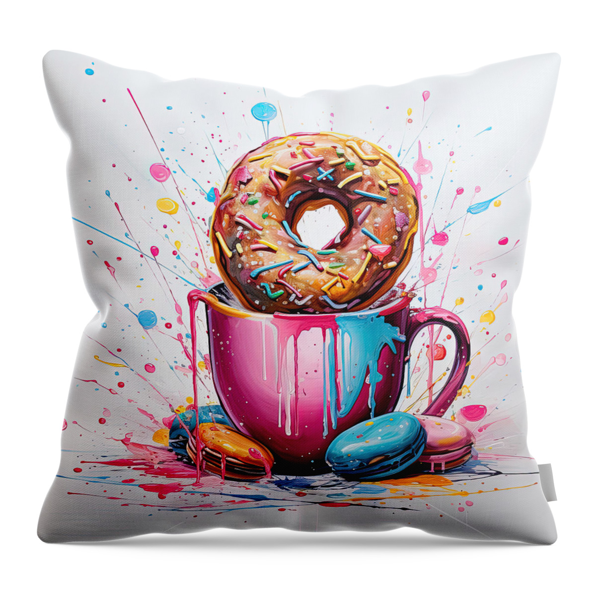 Coffee And Donuts Throw Pillow featuring the digital art Intoxicatingly Addictive by Lourry Legarde