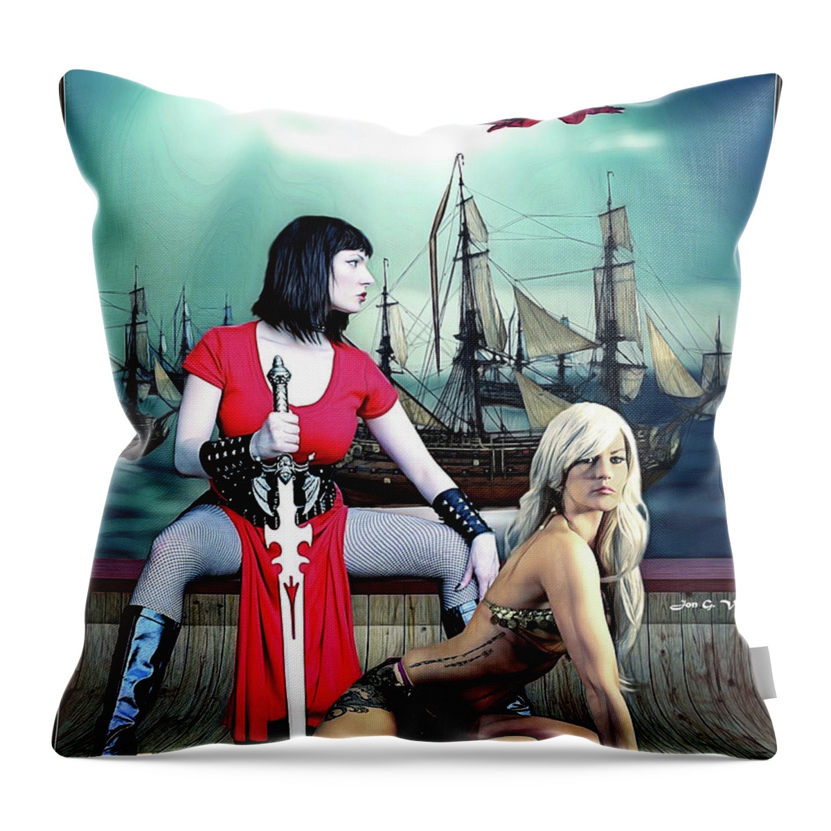 Fantasy Throw Pillow featuring the photograph Invasion of the Dragon Queen by Jon Volden