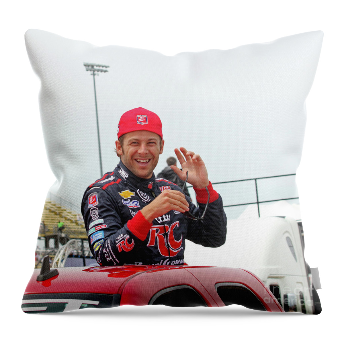 Indycar Throw Pillow featuring the photograph Marco Andretti - Iowa Corn 250 Iowa Speedway 2013 Marco Andretti by Pete Klinger