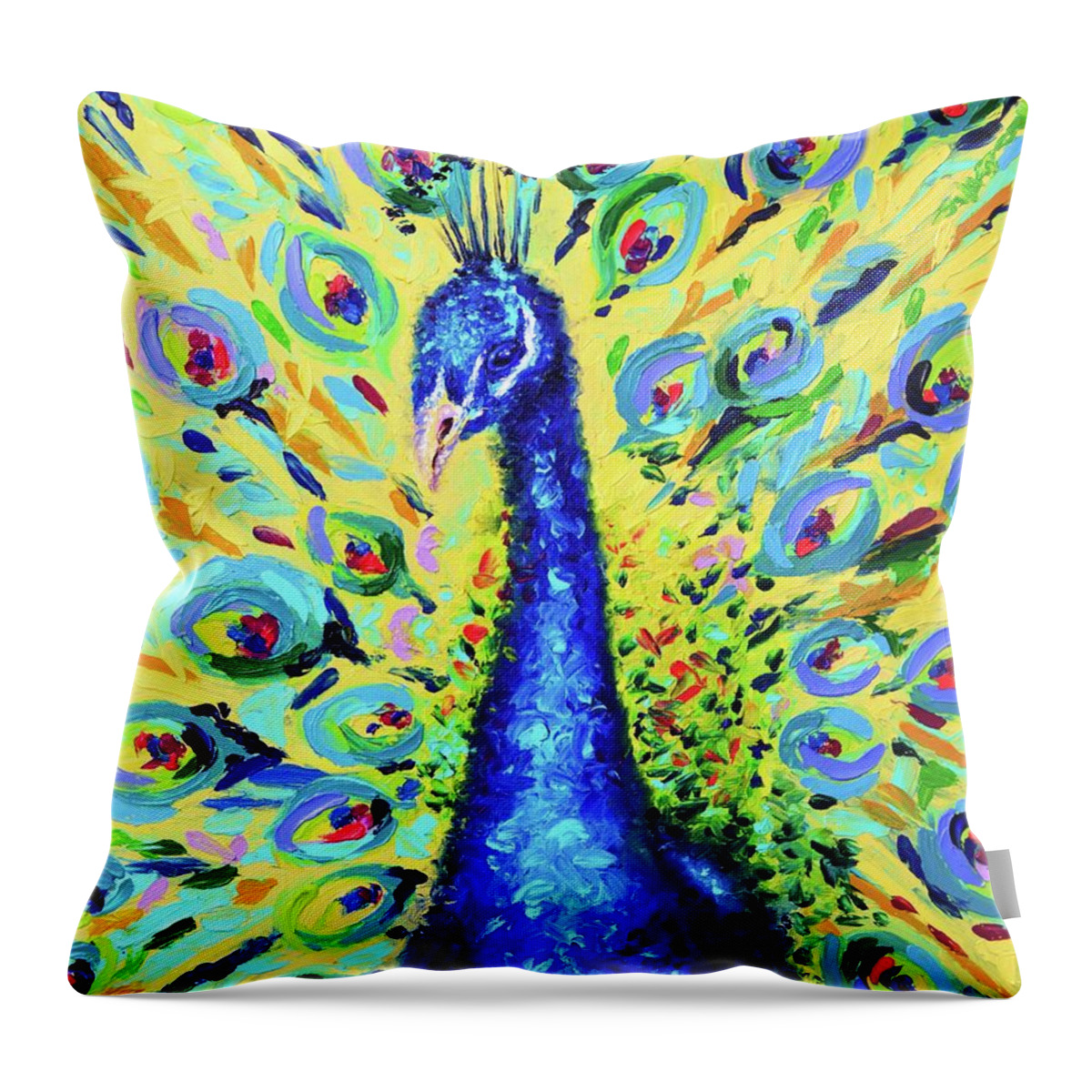 Peacock Throw Pillow featuring the painting Iridescence by Elizabeth Cox