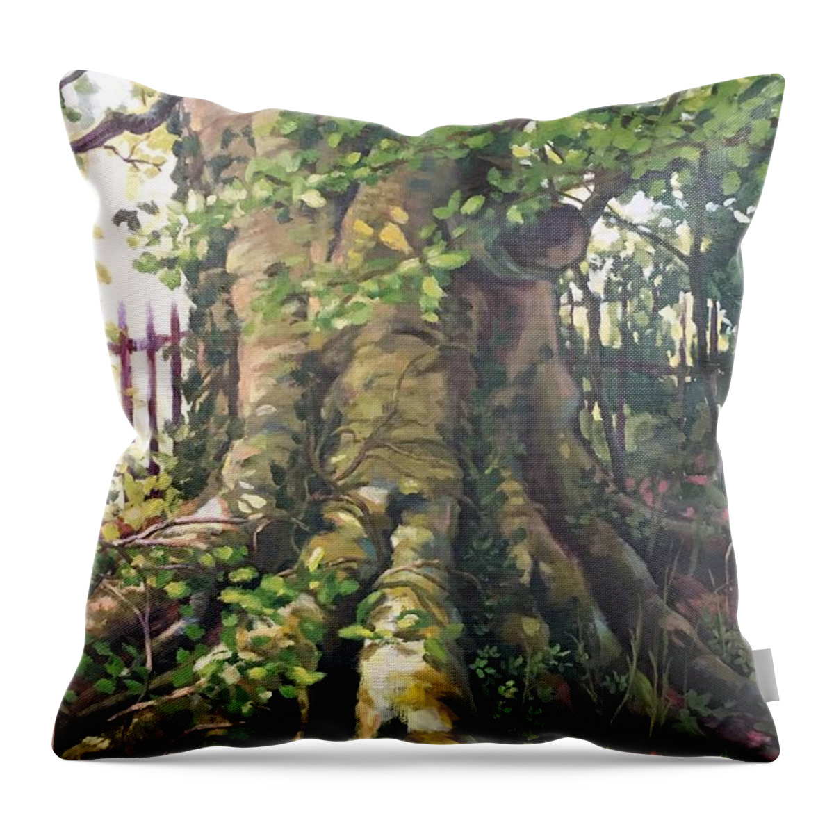 Tree Throw Pillow featuring the painting Irish Tree by Don Morgan
