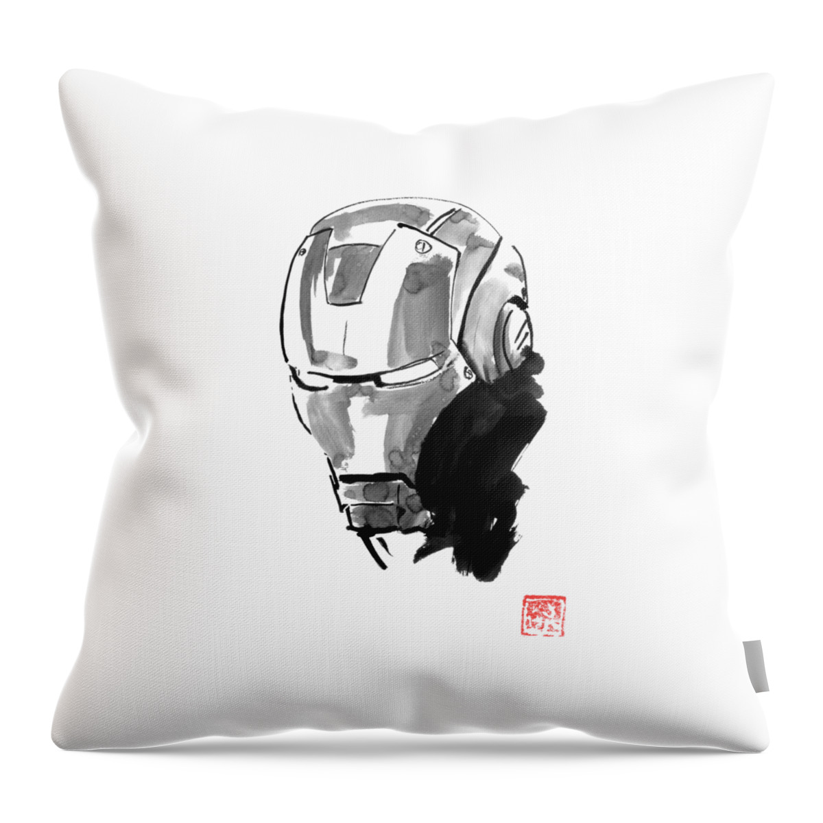 Ironman Throw Pillow featuring the drawing Ironlman 05 by Pechane Sumie