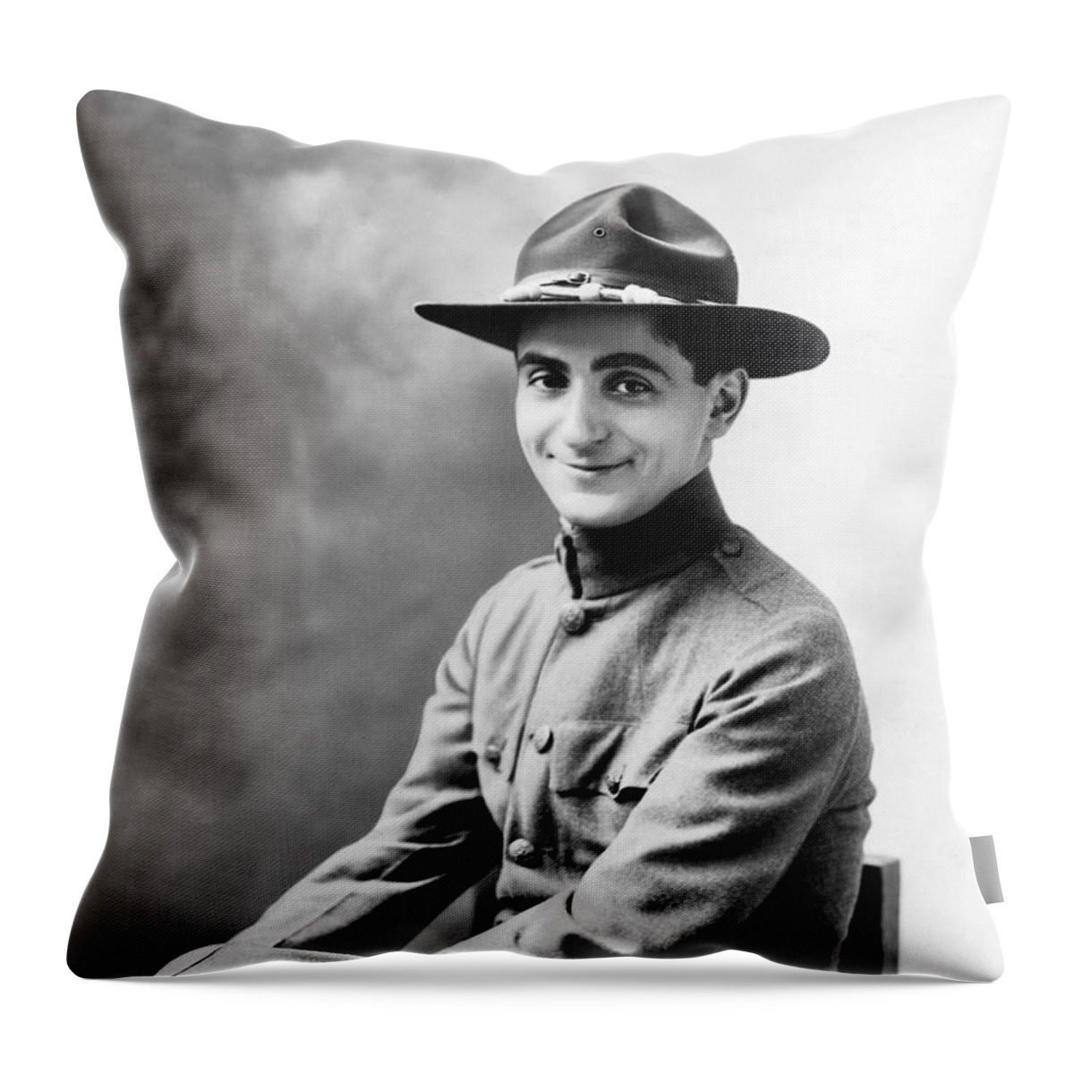 Irving Berlin Throw Pillow featuring the photograph Irving Berlin World War One Portrait - 1918 by War Is Hell Store