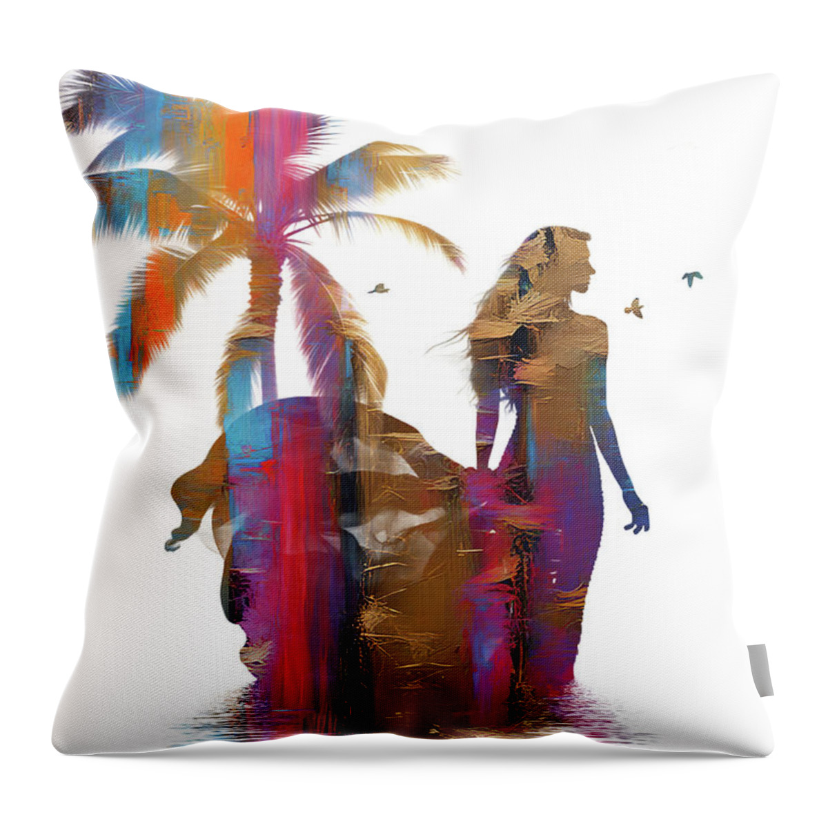 Woman Throw Pillow featuring the mixed media Island Girl by Stephanie Laird
