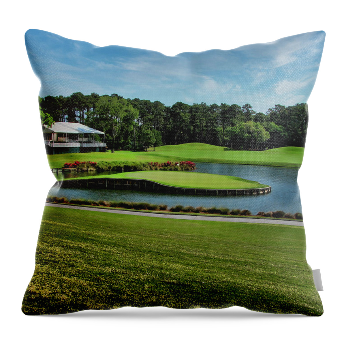 Sawgrass Throw Pillow featuring the photograph Island Green by Judy Vincent