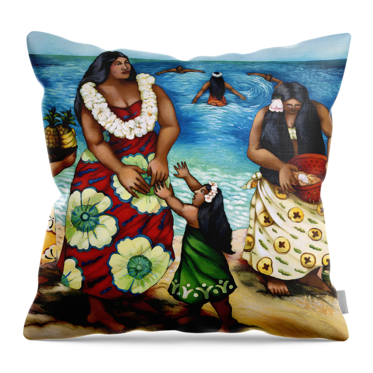 Hula Throw Pillow featuring the painting Island Song by Linda Carter Holman