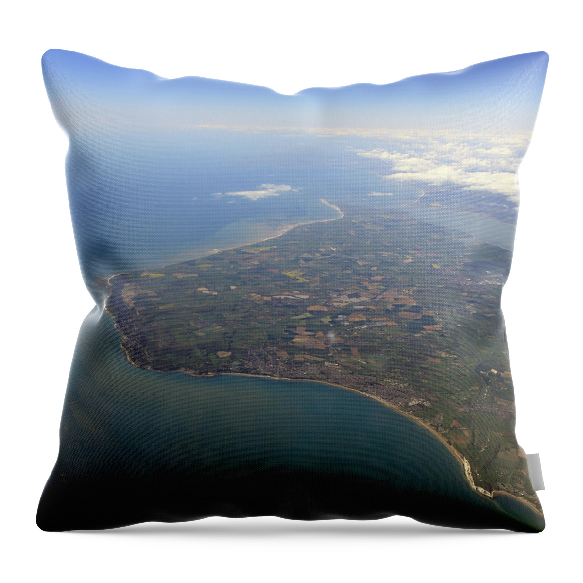 Isle Of Wight Throw Pillow featuring the photograph Isle of Wight, inflight shot by Tony Mills