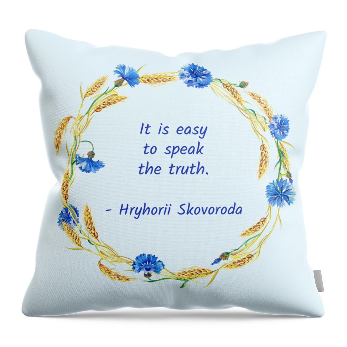 Skovoroda Throw Pillow featuring the digital art It is easy to speak the truth by Alex Mir