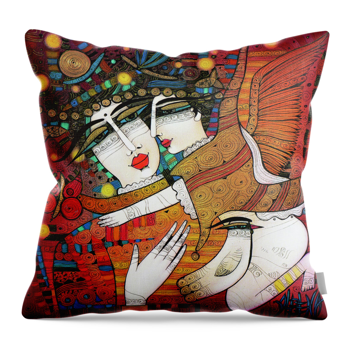 Red Throw Pillow featuring the painting It's A Kind Of Magic... by Albena Vatcheva