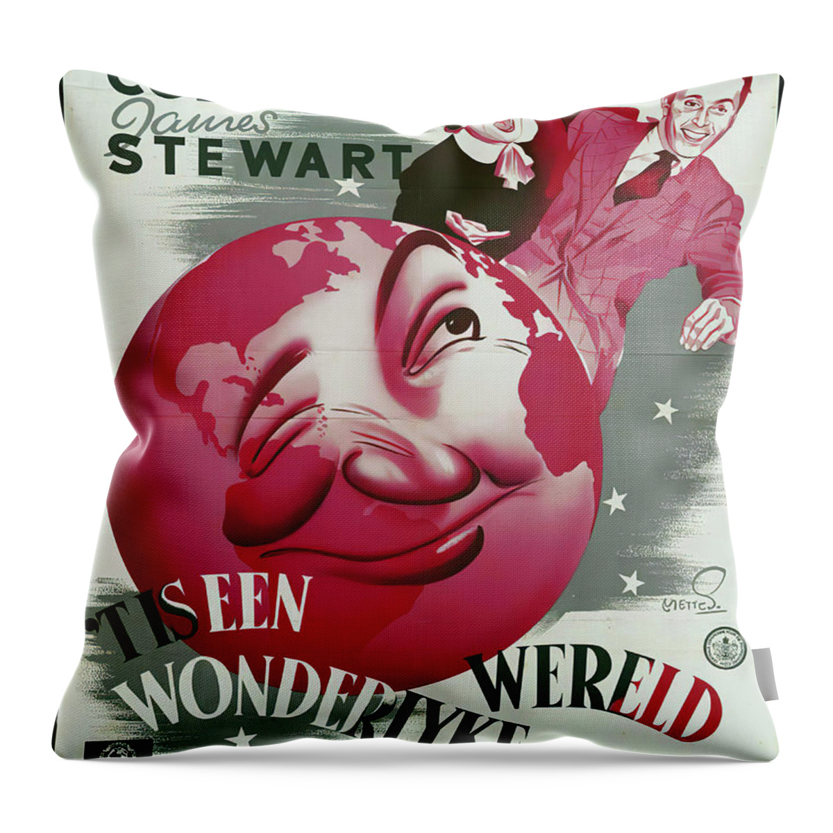 Synopsis Throw Pillow featuring the mixed media ''It's a Wonderful Life'', 1939 - art by Frans Mettes by Movie World Posters