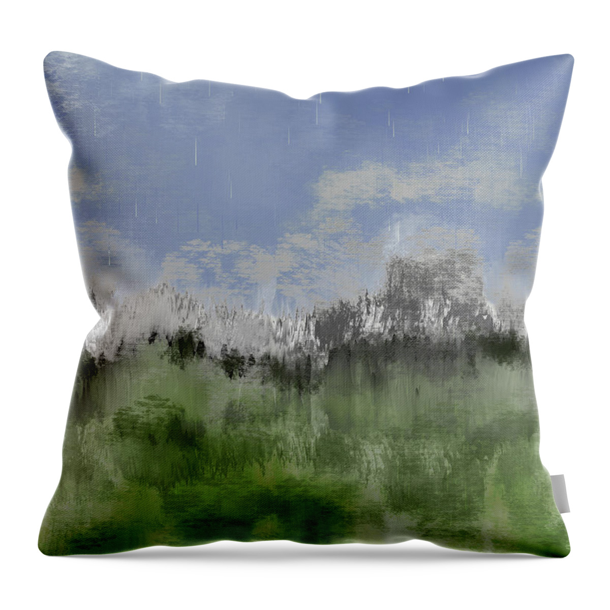 Central Park Throw Pillow featuring the digital art It's Raining in Central Park by Alison Frank