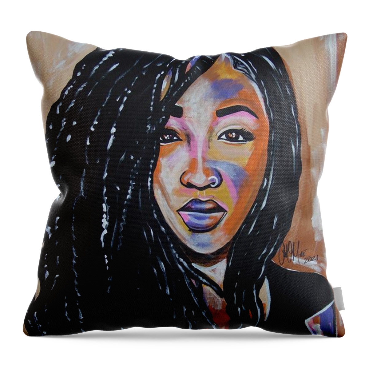 Dreads Throw Pillow featuring the painting Its the Dreads FOR ME by Antonio Moore