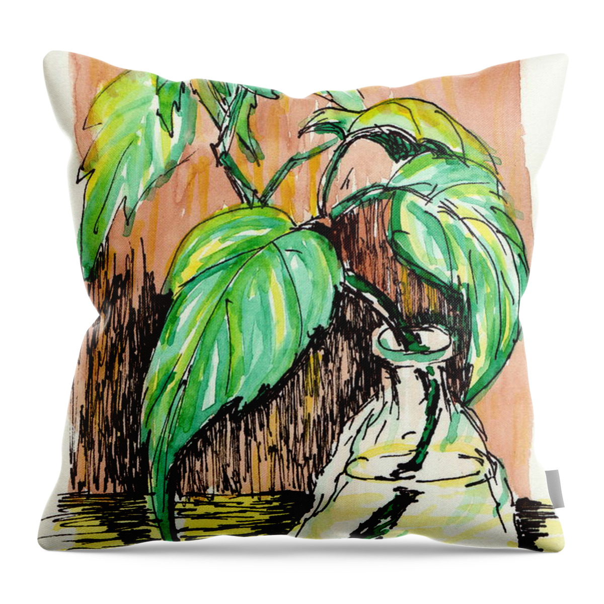 Plant Throw Pillow featuring the painting Ivy in a Jar by Tammy Nara