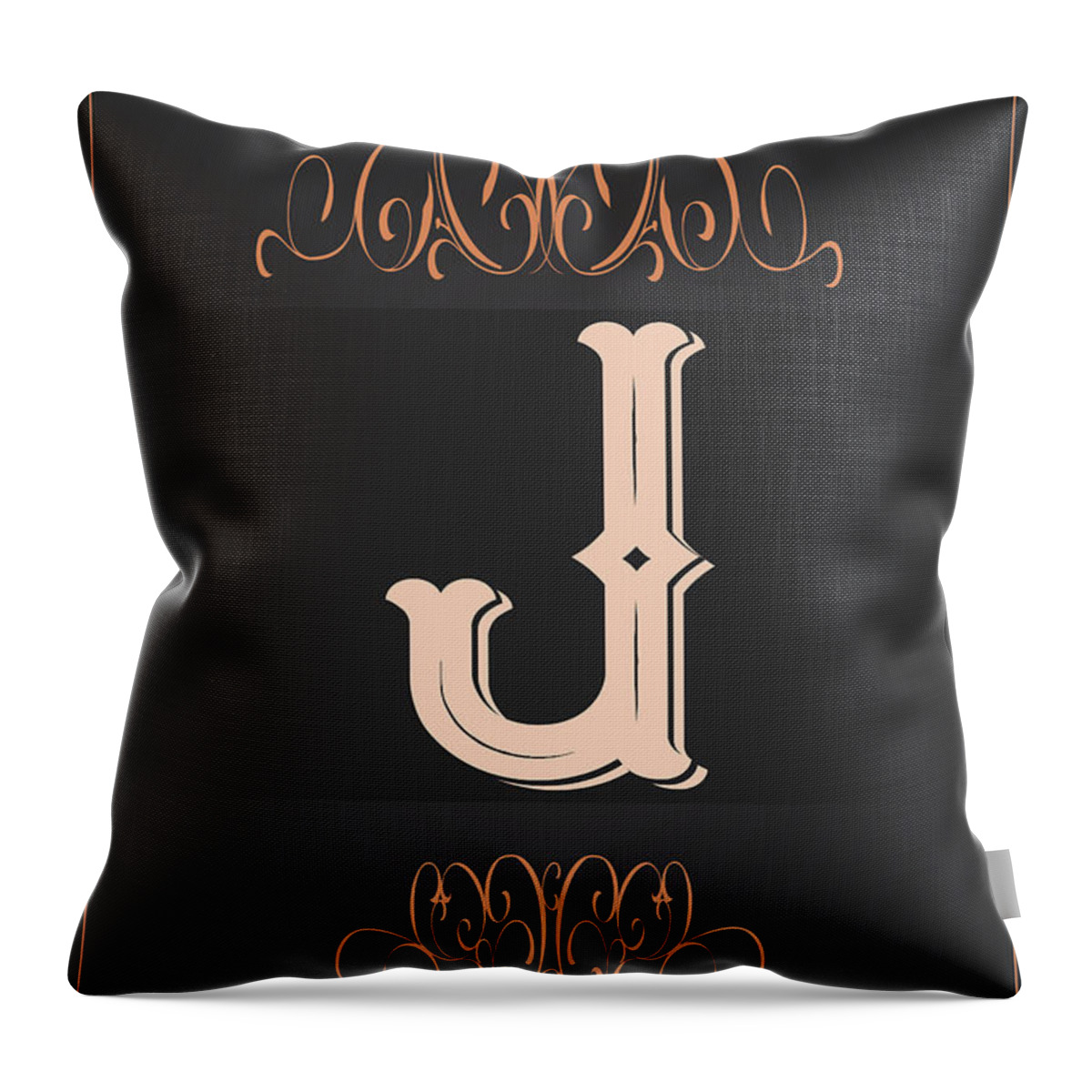J Throw Pillow featuring the digital art J Monogram by Manos Chronakis