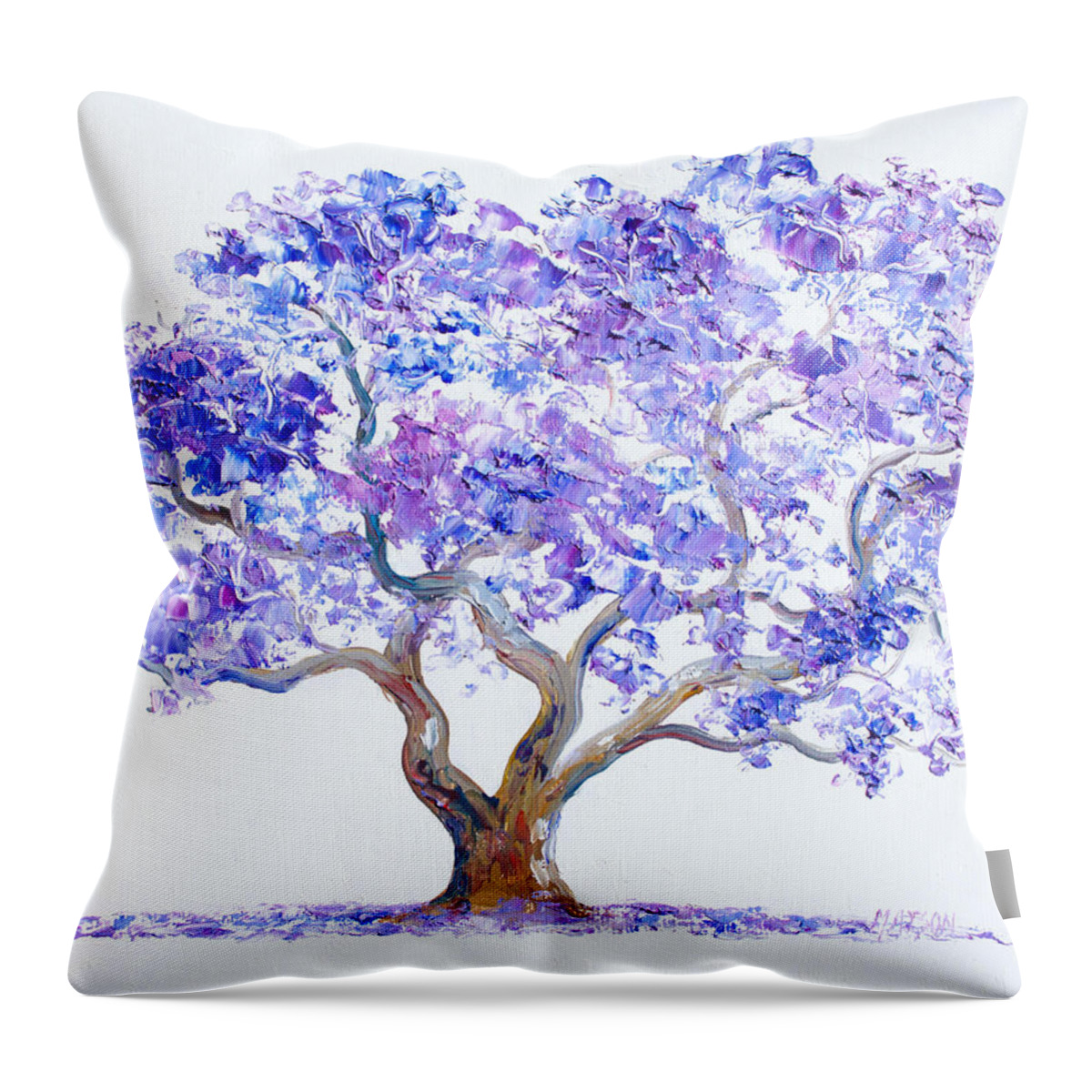 Jacaranda Tree Throw Pillow featuring the painting Jacaranda Tree by Jan Matson