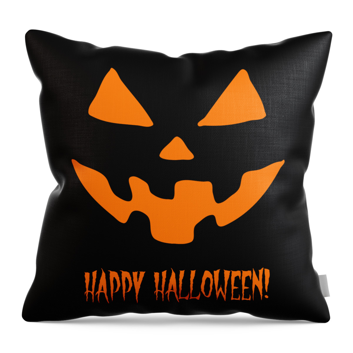 Funny Throw Pillow featuring the digital art Jack-O-Lantern Happy Halloween Pumpkin by Flippin Sweet Gear