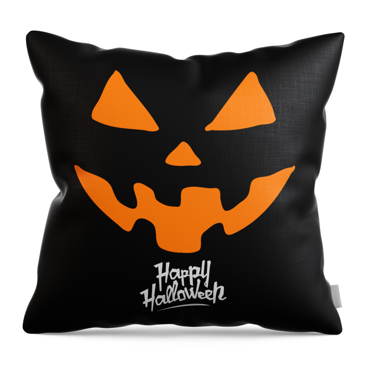 Funny Throw Pillow featuring the digital art Jack-O-Lantern Pumpkin Happy Halloween by Flippin Sweet Gear