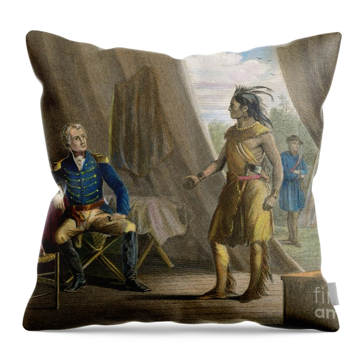 1814 Throw Pillow featuring the drawing Jackson And Weatherford by Granger