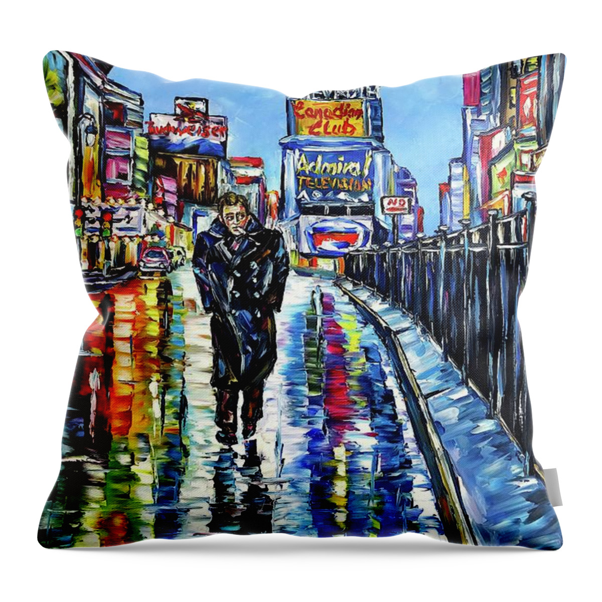 James Dean Painting Throw Pillow featuring the painting James by Mirek Kuzniar