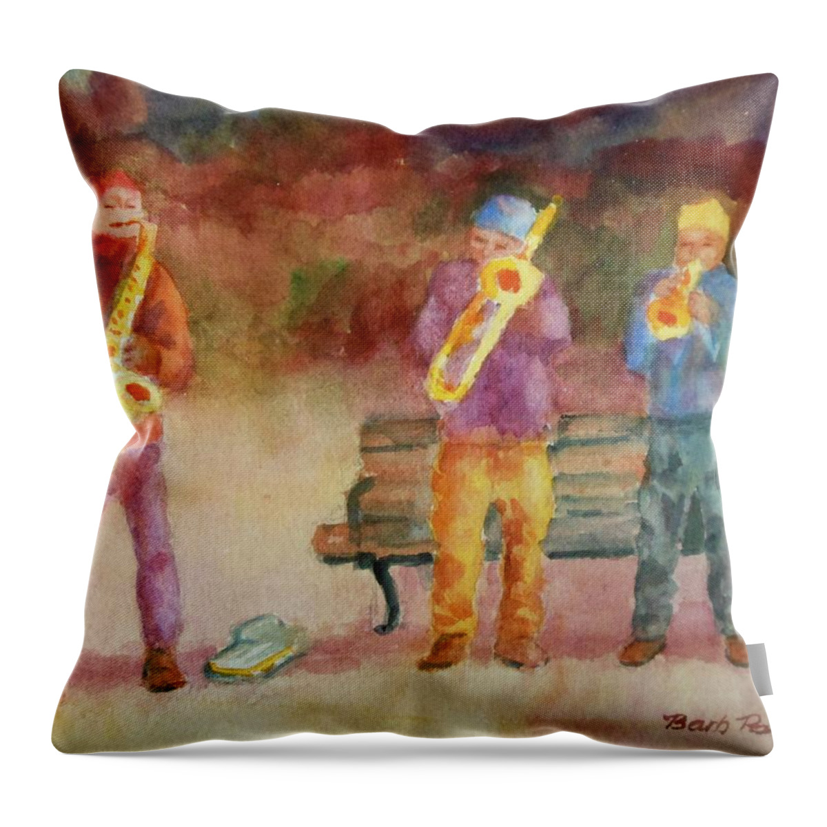 Jazz Throw Pillow featuring the painting Jammin' by Barbara Parisien