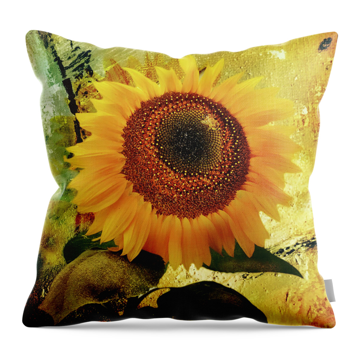 Janine Throw Pillow featuring the digital art Janine's Sunflower by Cindy Collier Harris