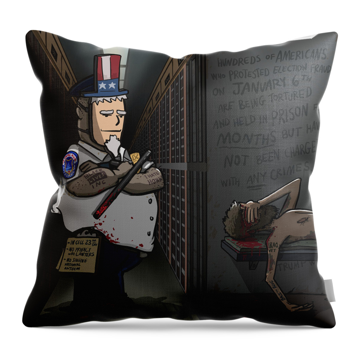 January 6th Throw Pillow featuring the digital art January 6th Political Prisoners by Emerson Design