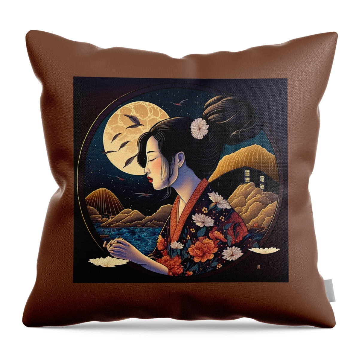 Quilling. Paper Craft Throw Pillow featuring the mixed media Japan VIII by Jay Schankman