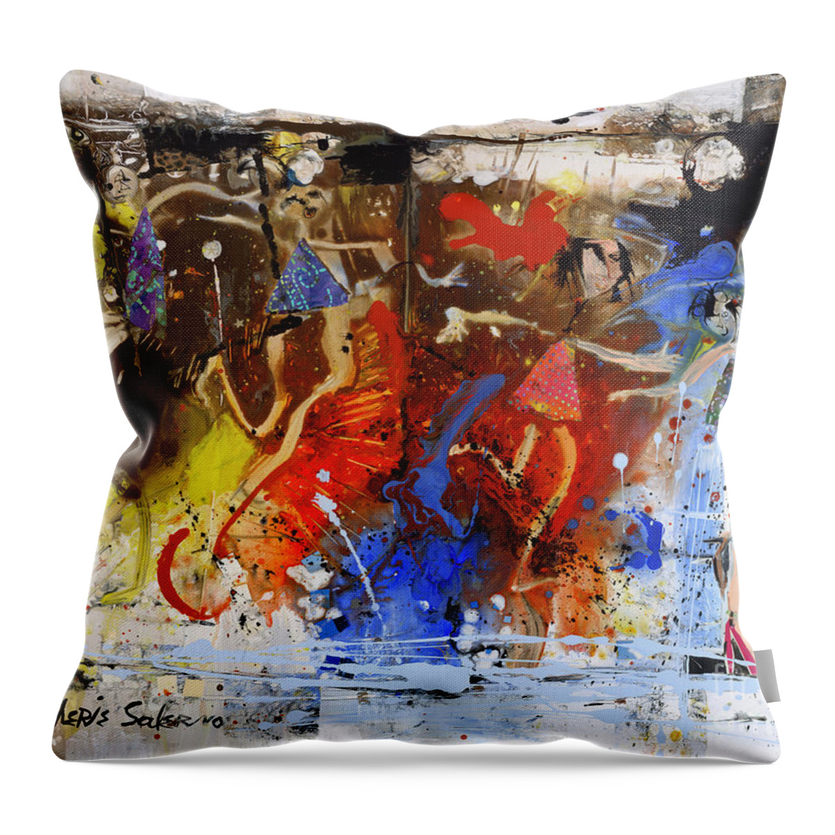Jazz Throw Pillow featuring the painting Jazz by Cherie Salerno