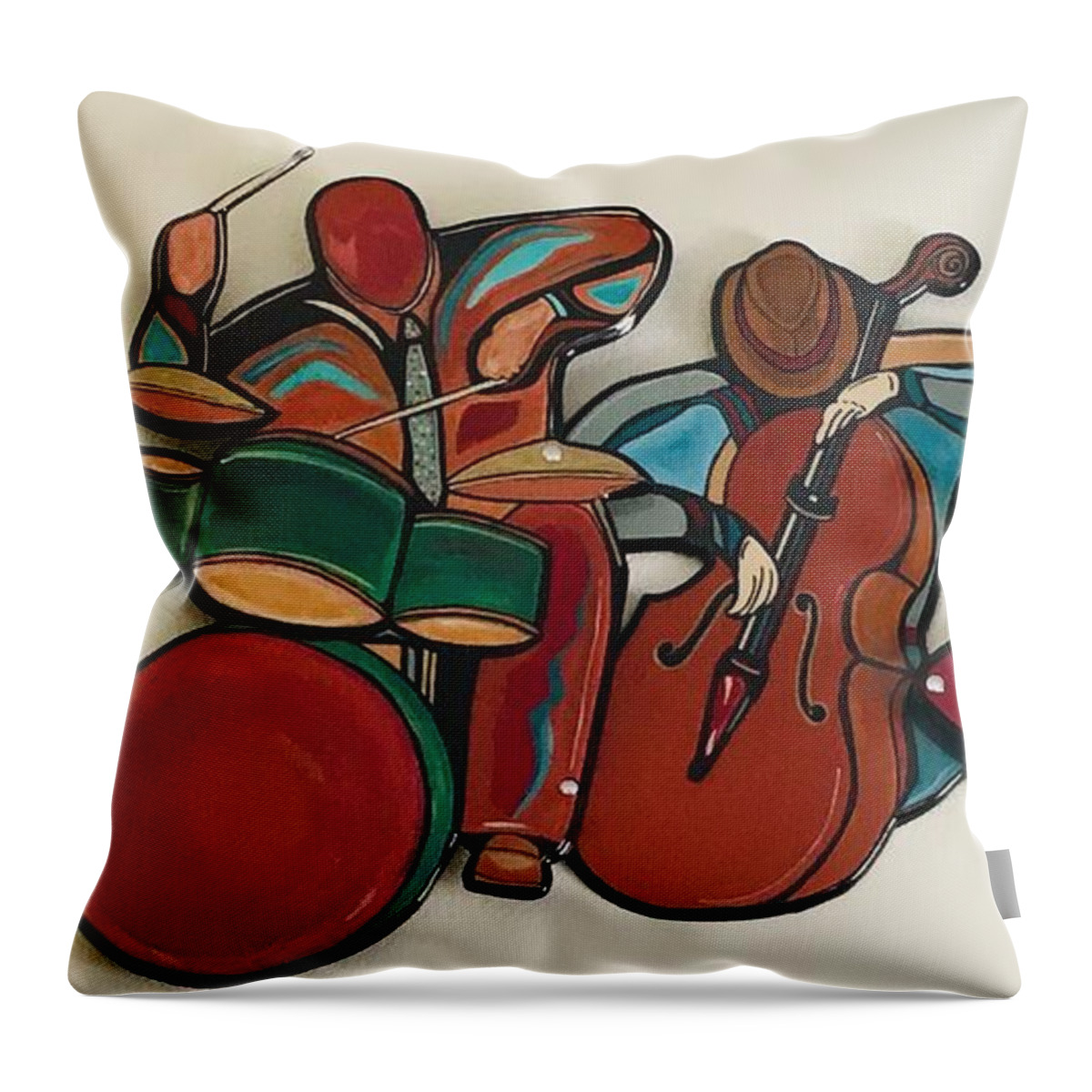 Music Throw Pillow featuring the mixed media Jazz Ensemble IV custom by Bill Manson