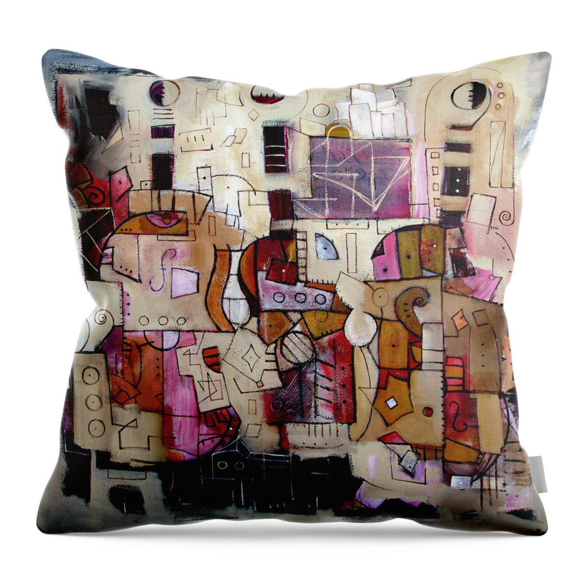 Music Throw Pillow featuring the painting Jazz Flow by Jim Stallings